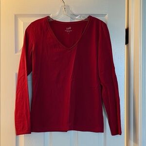 J. Jill Deep Red V-Neck Long Sleeve Shirt